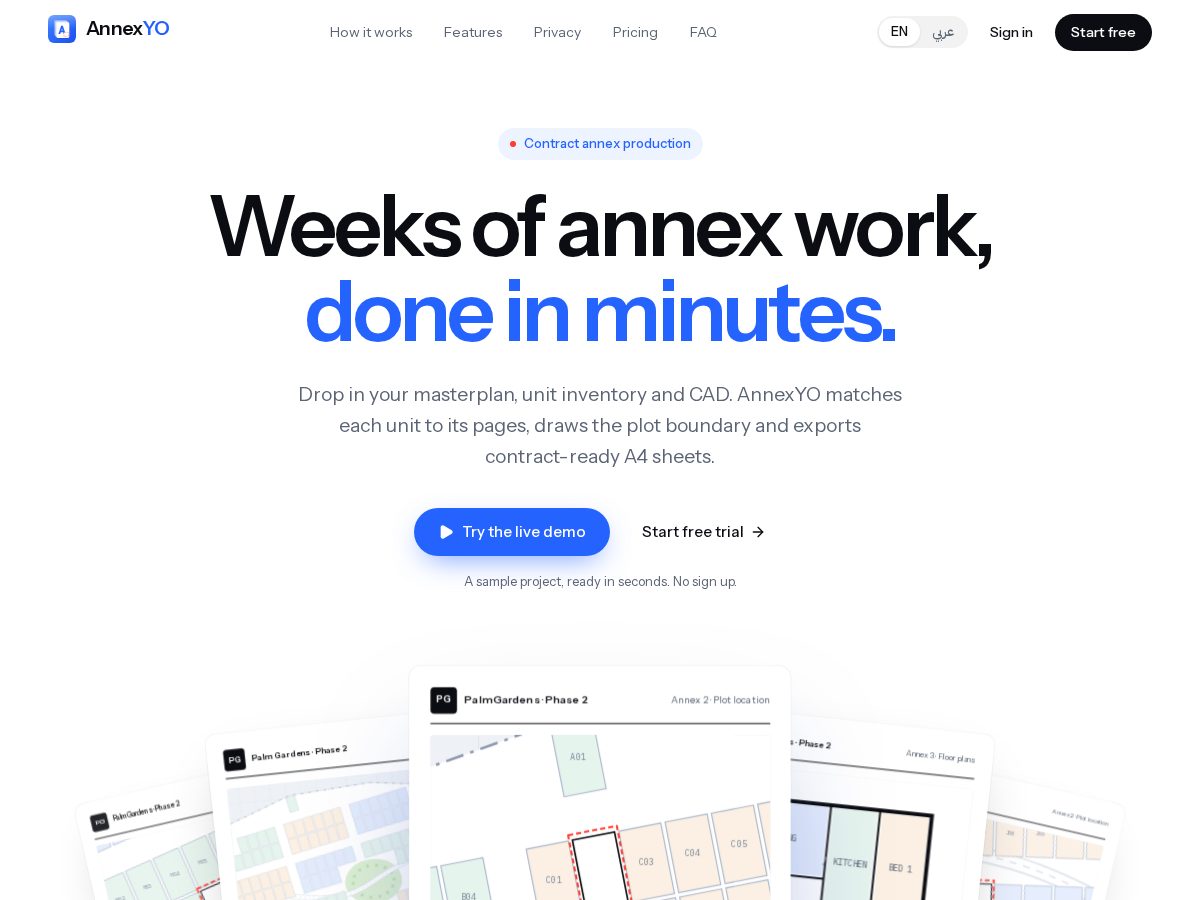 Landing-page snapshot of annexyo.com