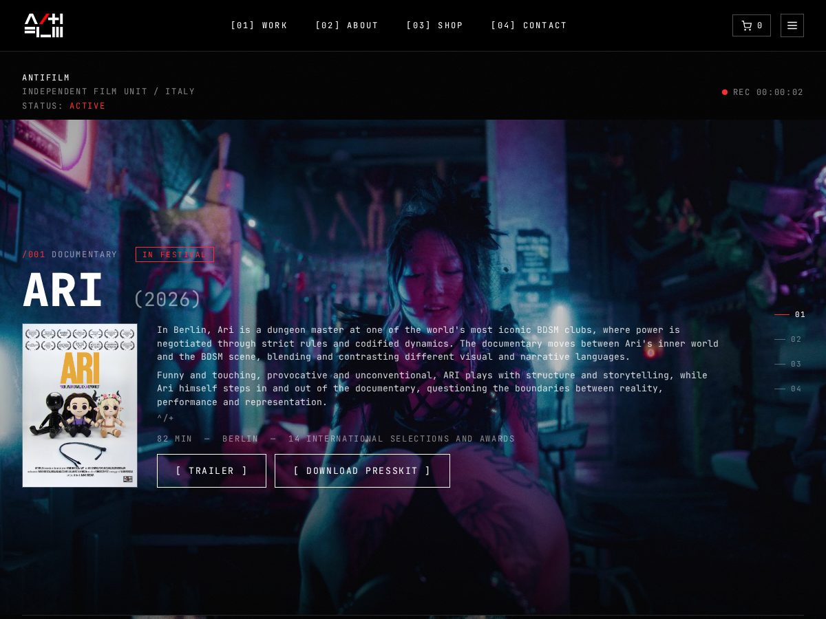 Landing-page snapshot of anti.film