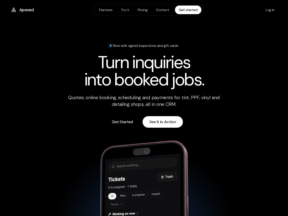 Landing-page snapshot of apexedcrm.com