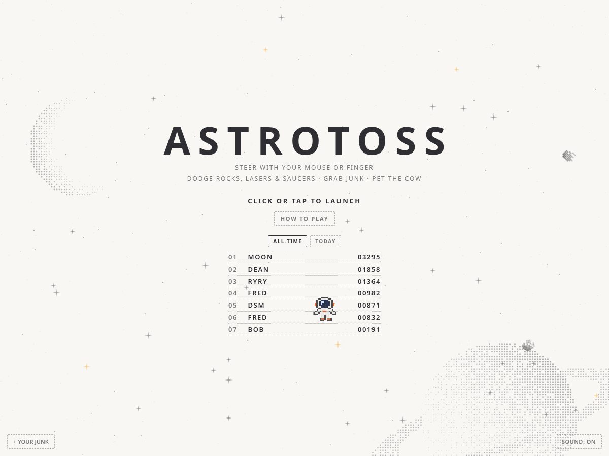 Landing-page snapshot of astrotoss.com