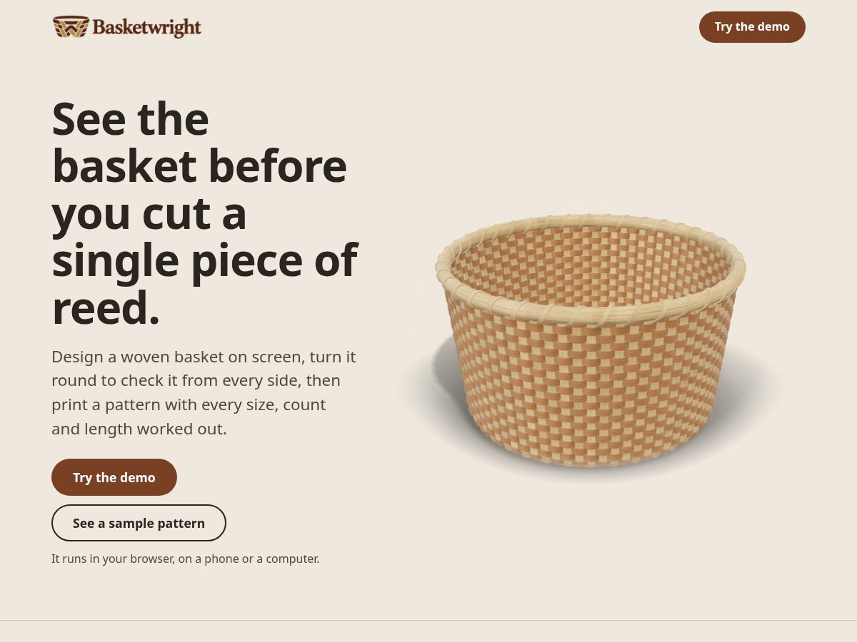 Landing-page snapshot of basketwright.com
