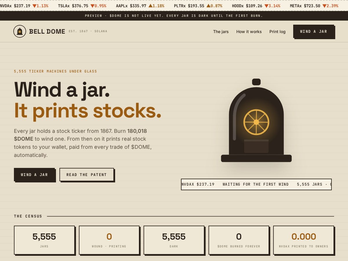 Landing-page snapshot of belldome.fun