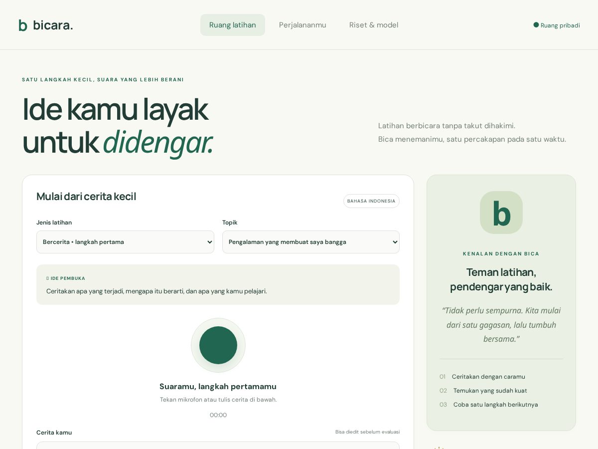 Landing-page snapshot of bicara-ai.online