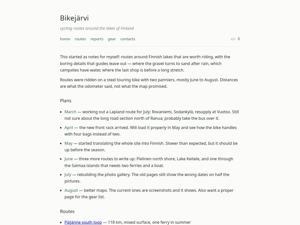 Landing-page snapshot of bikejarvi.com