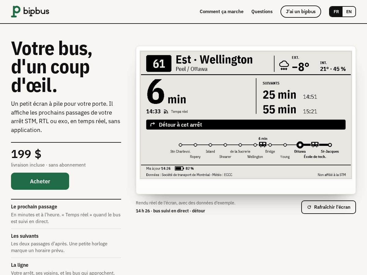 Landing-page snapshot of bipbus.com