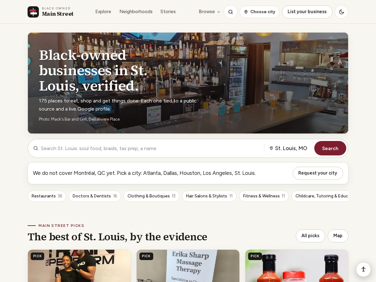 Landing-page snapshot of blackownedmainstreet.com