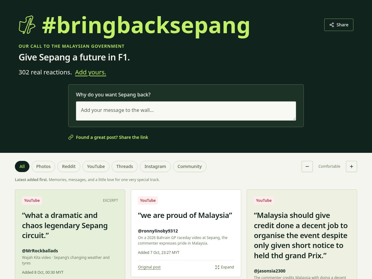 Landing-page snapshot of bringbacksepang.com