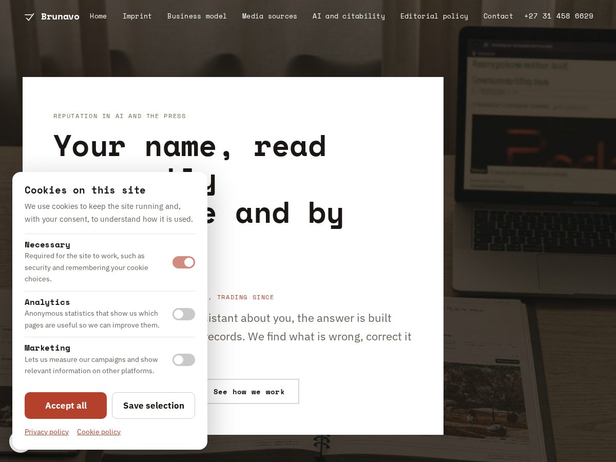 Landing-page snapshot of brunavo.digital