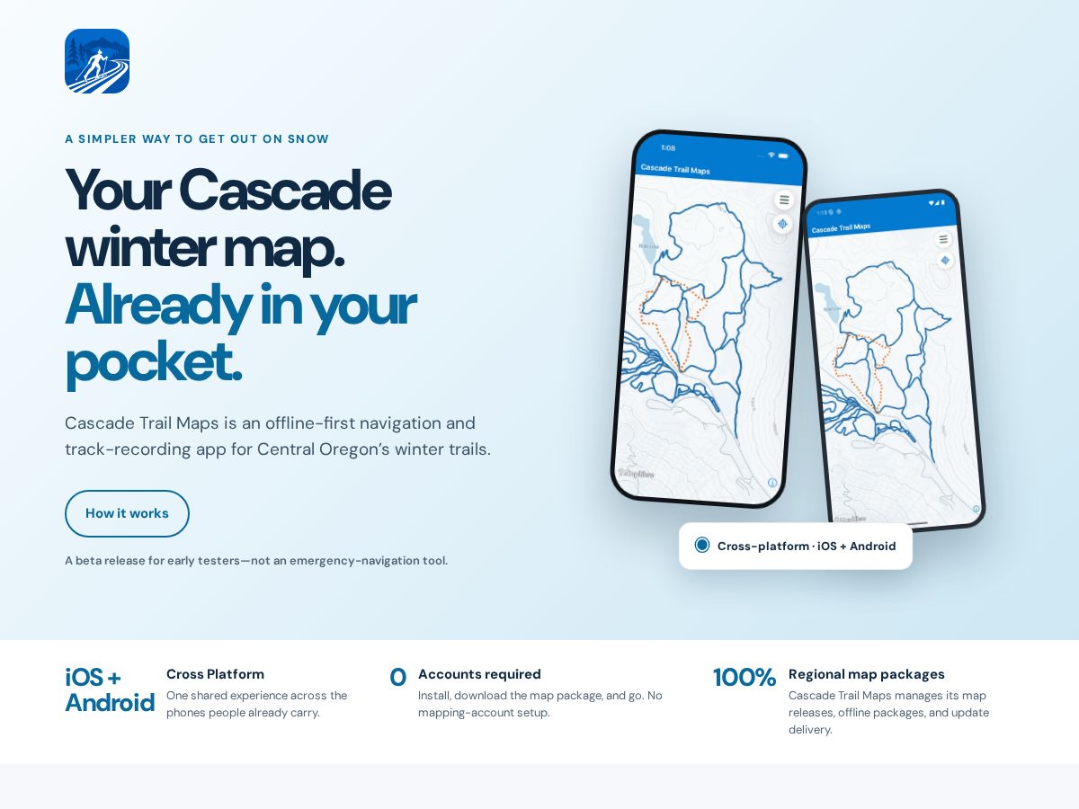 Landing-page snapshot of cascadetrailmaps.com