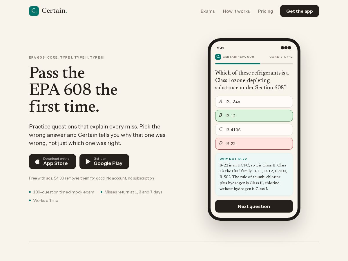 Landing-page snapshot of certainprep.com
