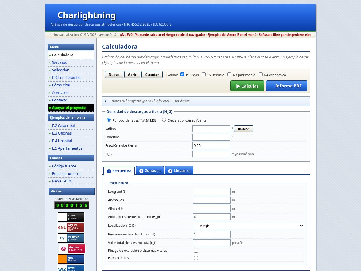 Landing-page snapshot of charlightning.org