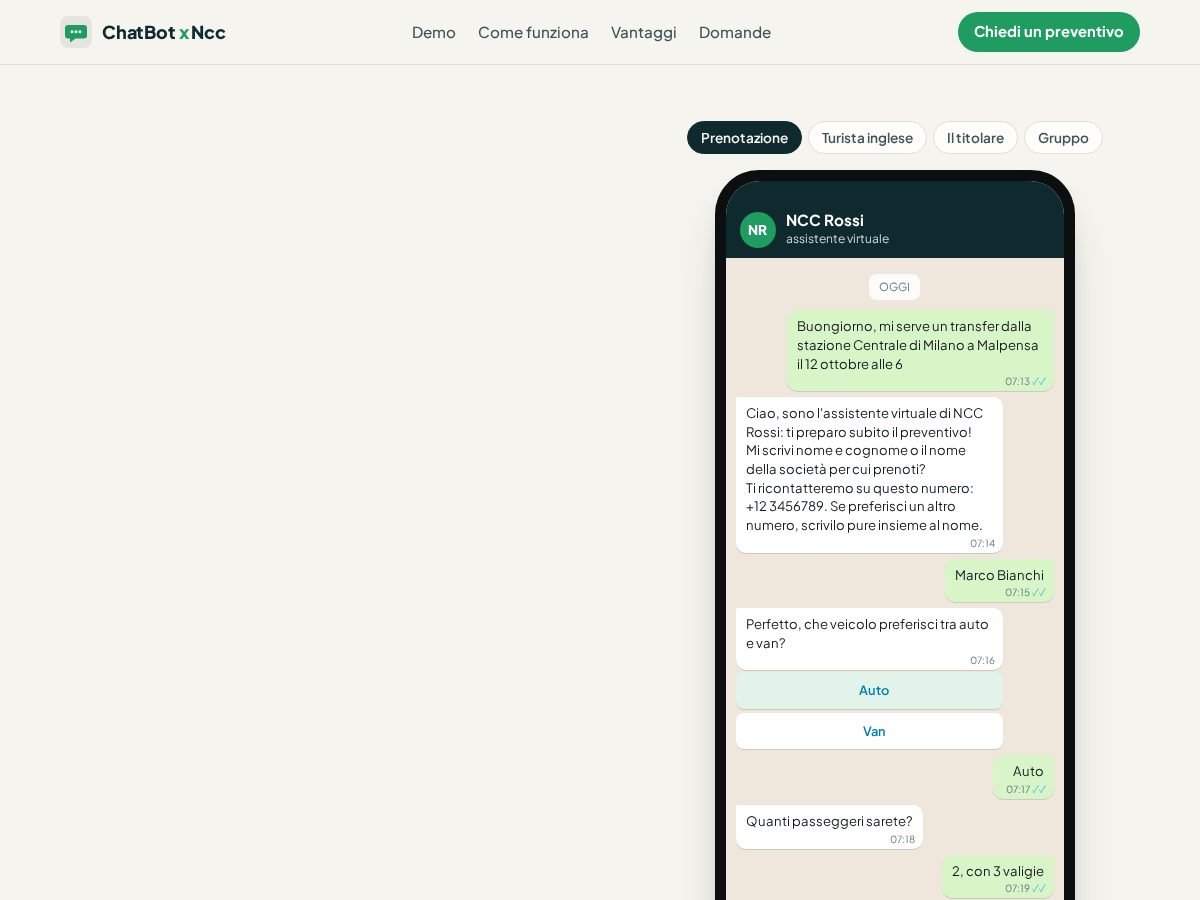 Landing-page snapshot of chatbotxncc.com