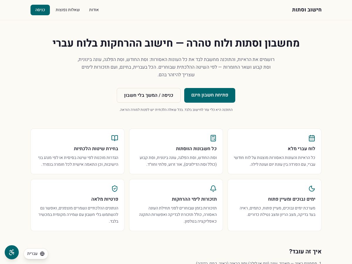Landing-page snapshot of chishuv-vestot.com