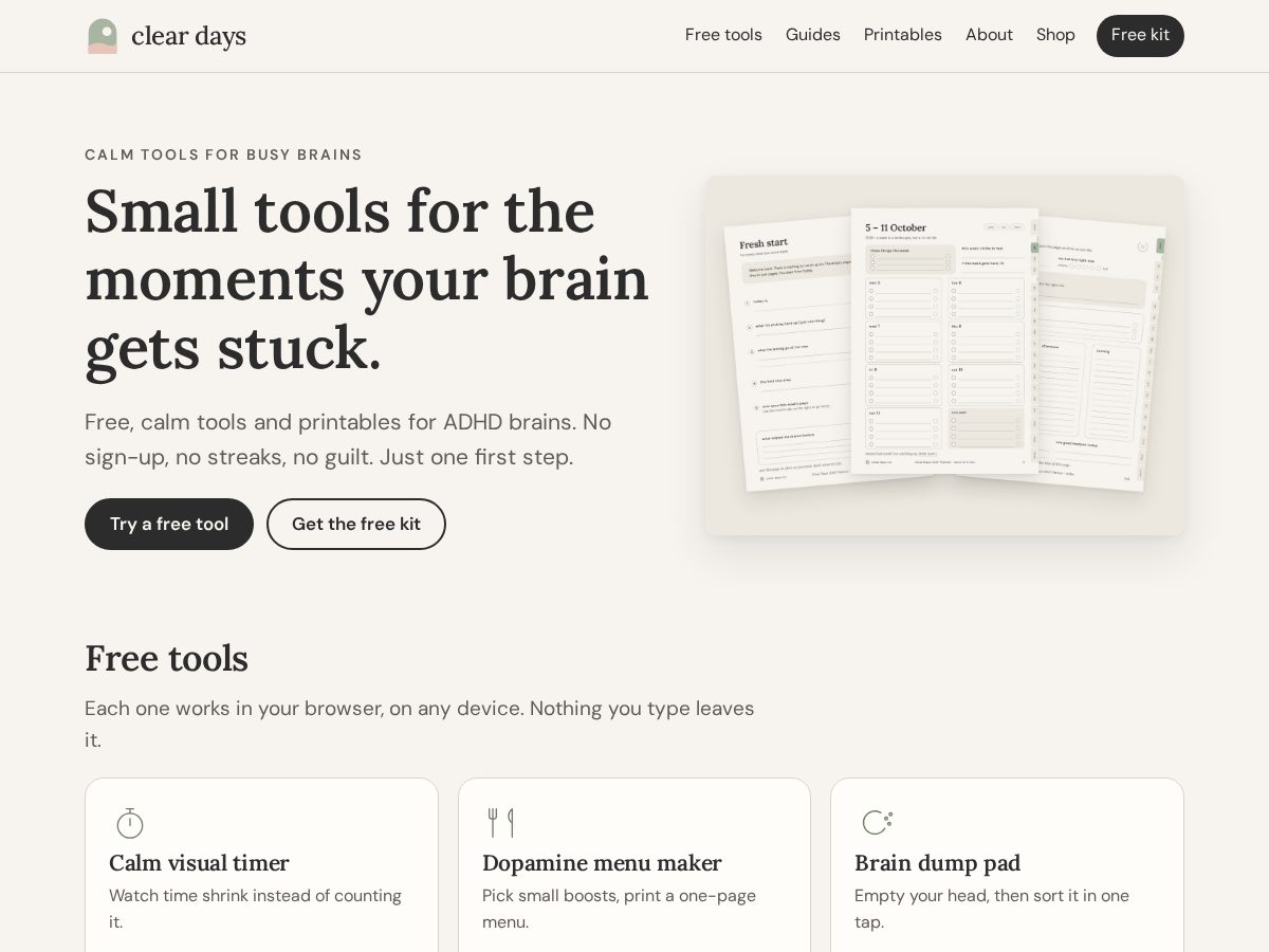 Landing-page snapshot of cleardaysco.com