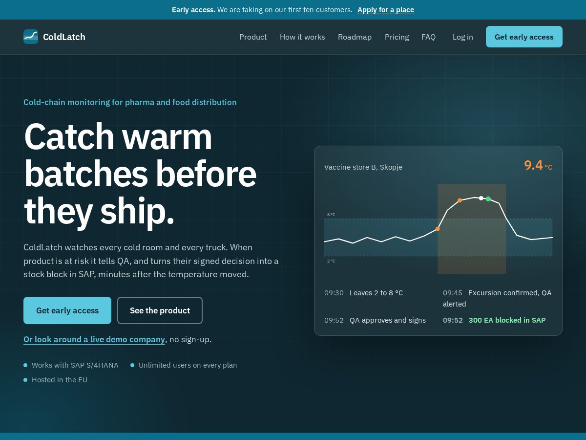 Landing-page snapshot of coldlatch.com