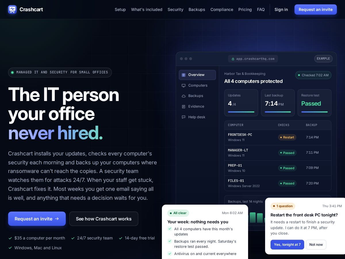 Landing-page snapshot of crashcarthq.com