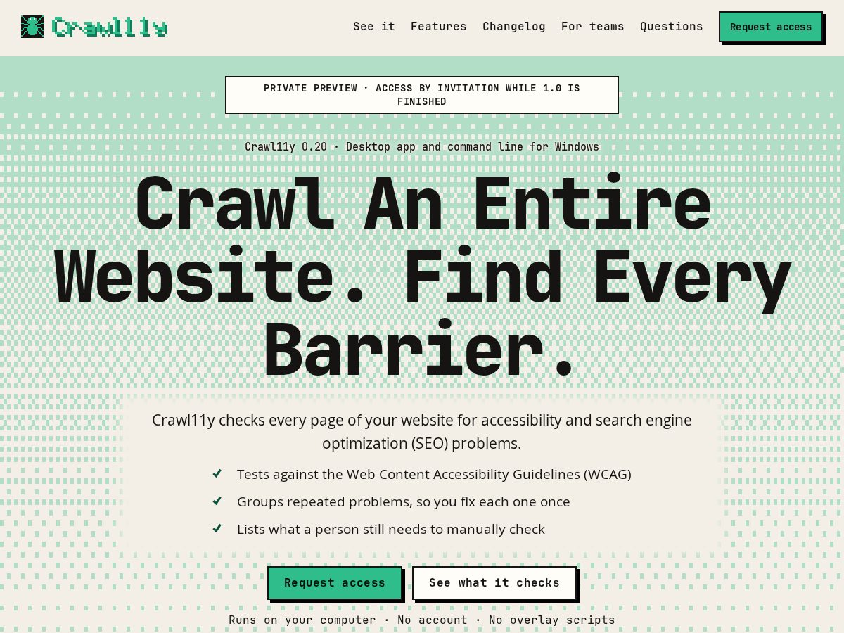 Landing-page snapshot of crawl11y.net