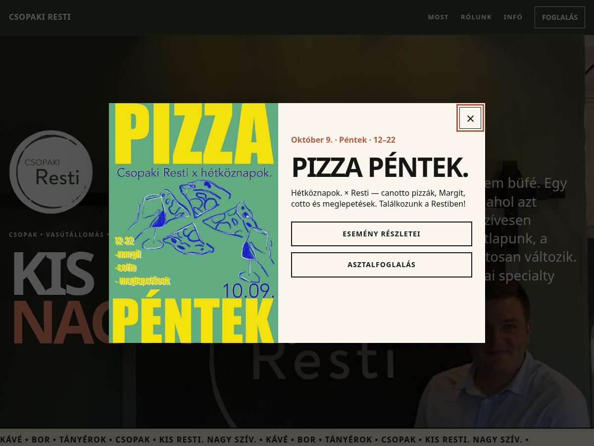 Landing-page snapshot of csopakiresti.com
