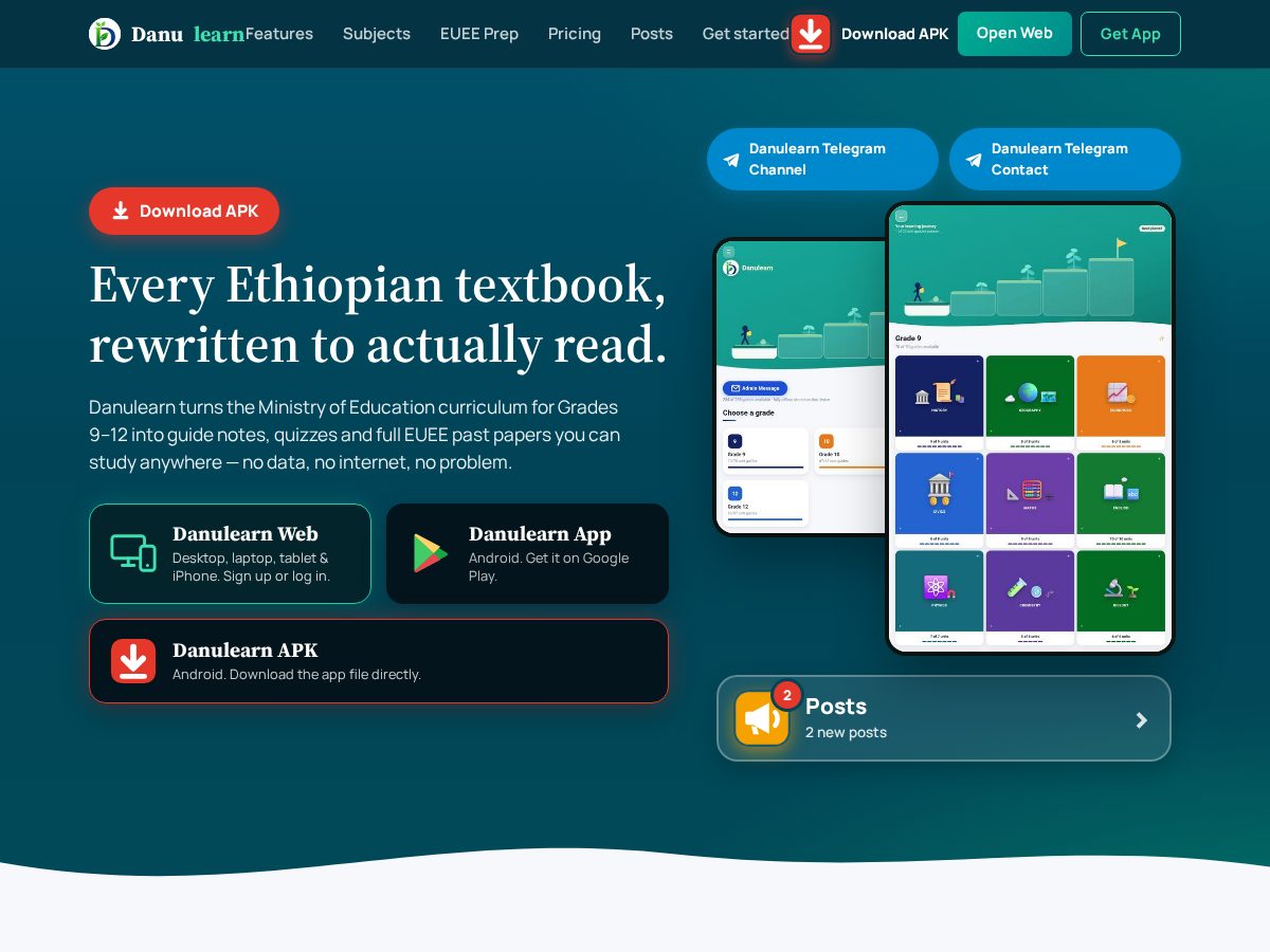 Landing-page snapshot of danulearn.com
