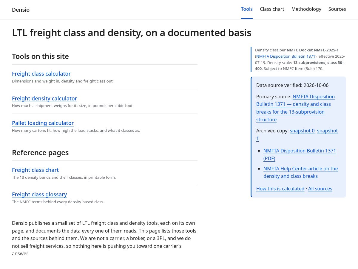 Landing-page snapshot of densio.org