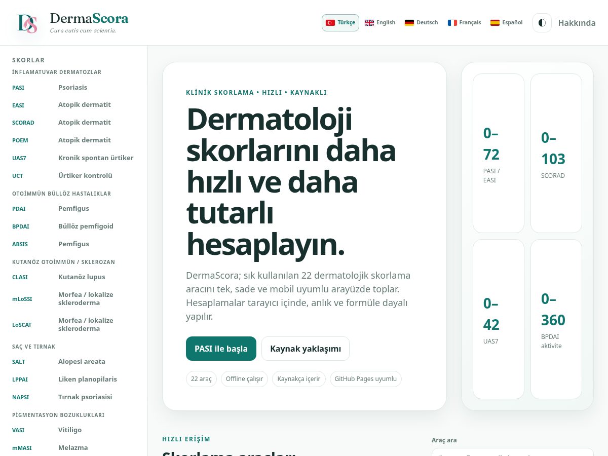 Landing-page snapshot of dermascora.com