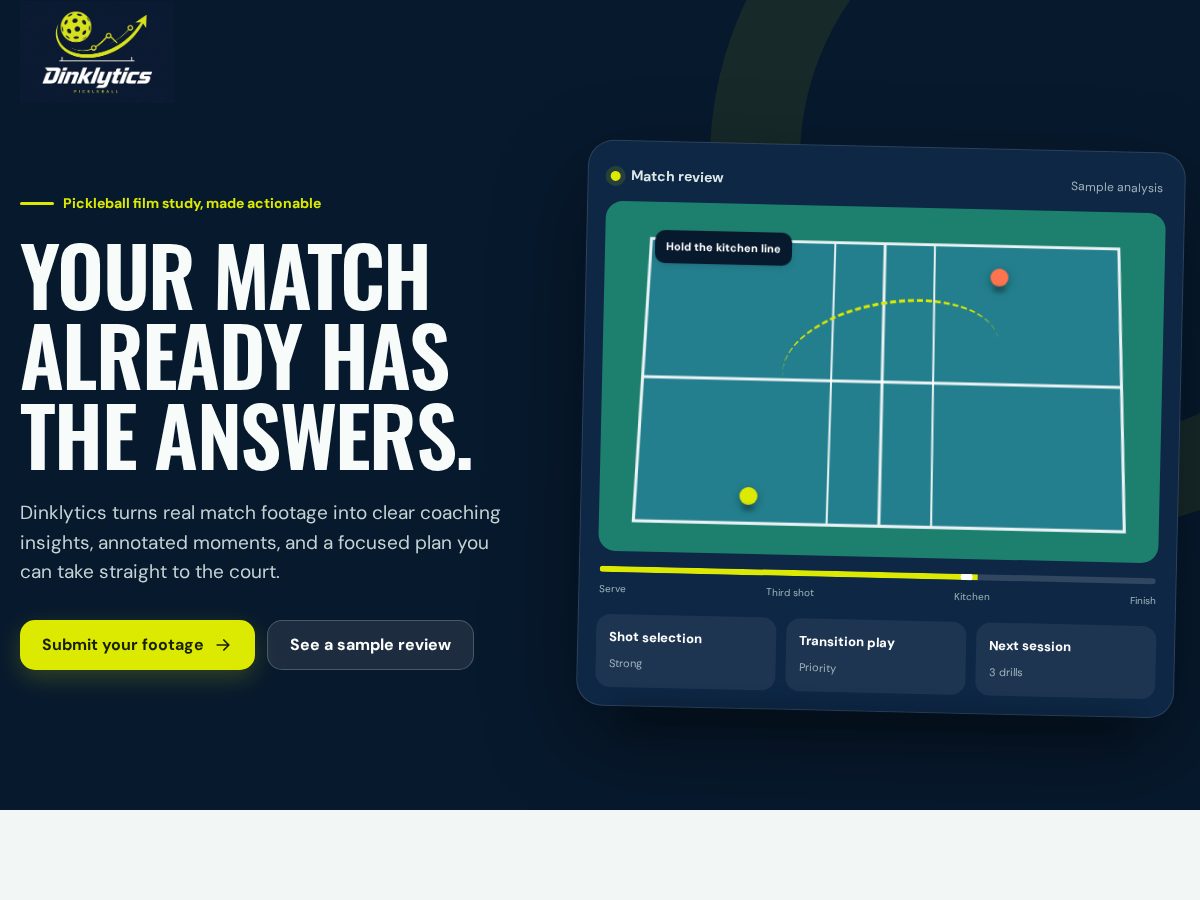 Landing-page snapshot of dinklytics.com