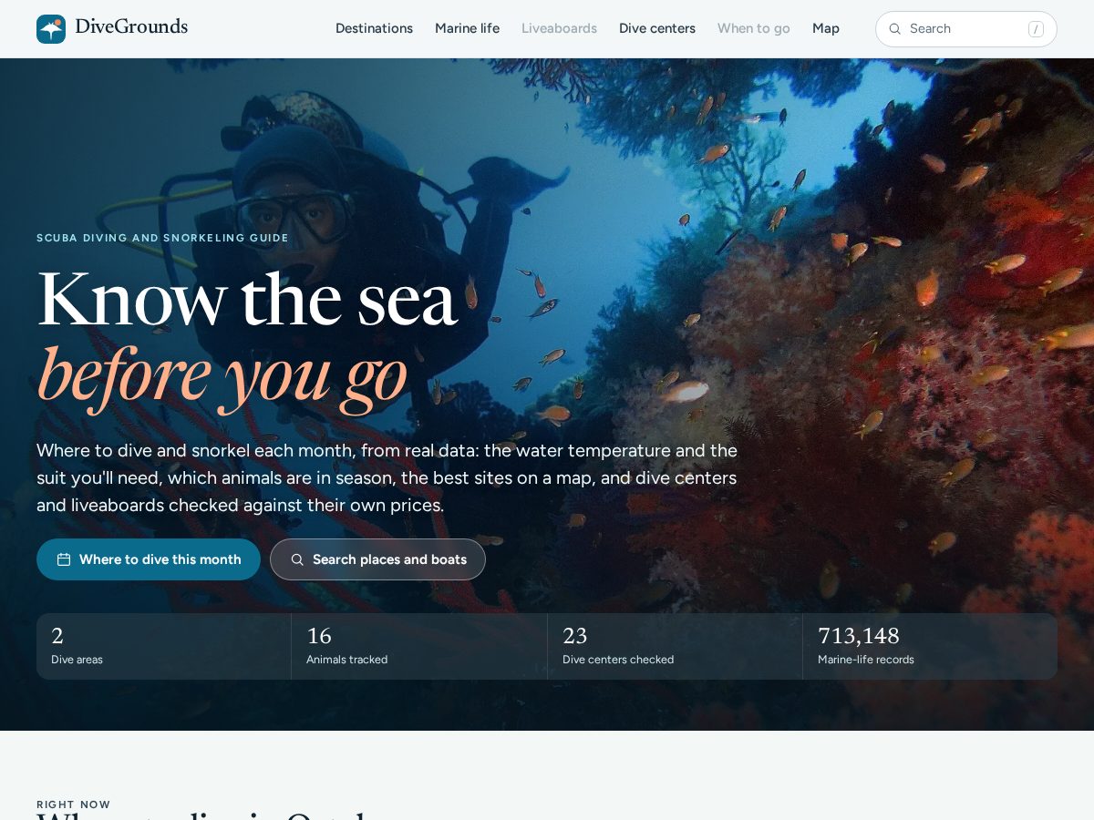 Landing-page snapshot of divegrounds.com