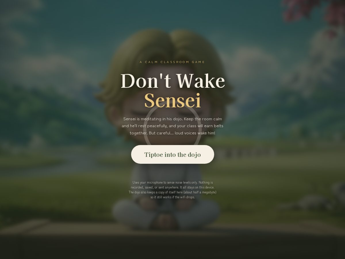 Landing-page snapshot of dontwakesensei.com