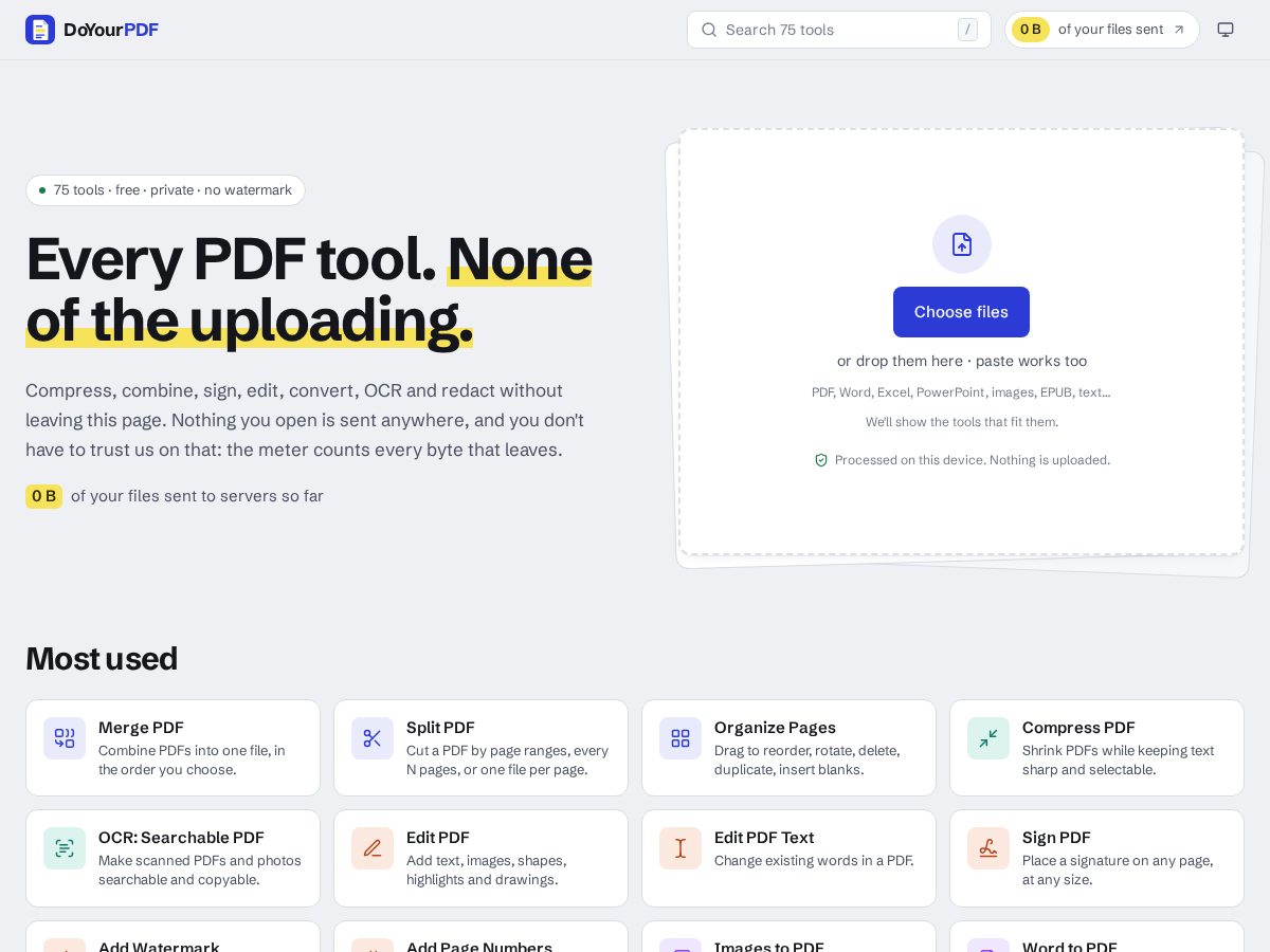 Landing-page snapshot of doyourpdf.com