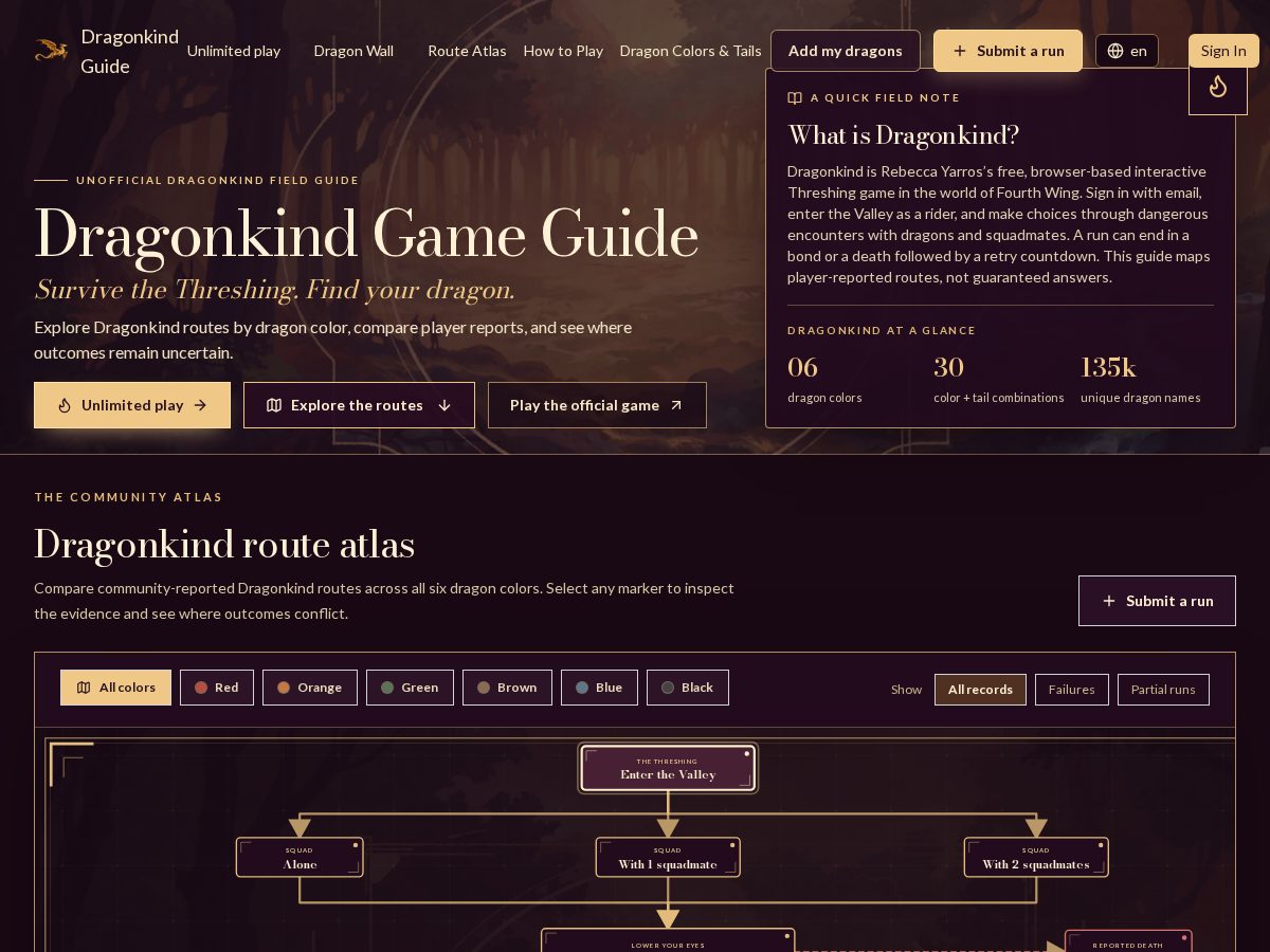 Landing-page snapshot of dragonkind.world