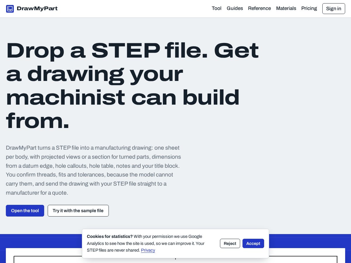 Landing-page snapshot of drawmypart.com