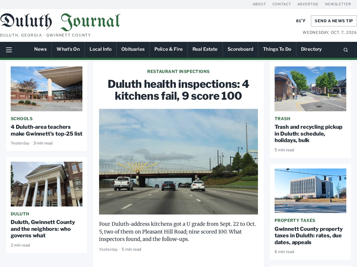 Landing-page snapshot of duluthjournal.com