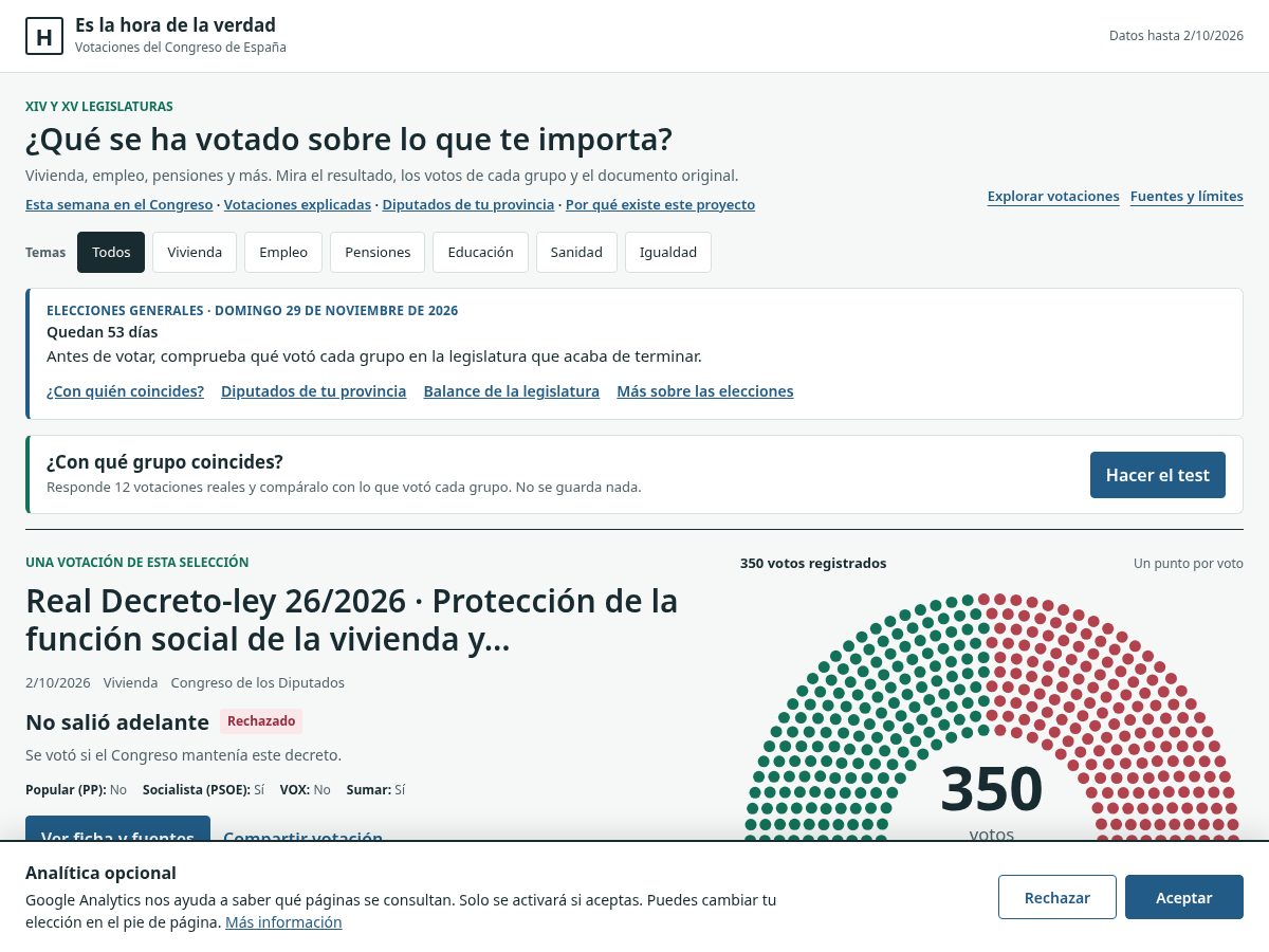 Landing-page snapshot of eslahoradelaverdad.com