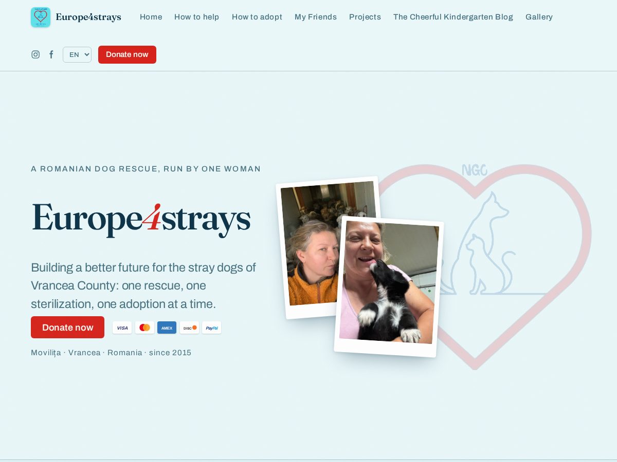 Landing-page snapshot of europe4strays.com