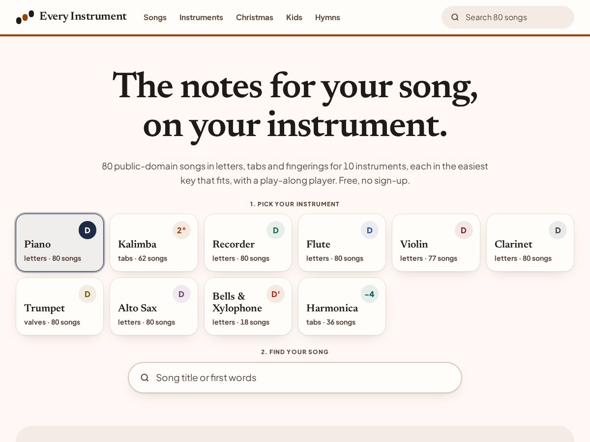 Landing-page snapshot of everyinstrument.com
