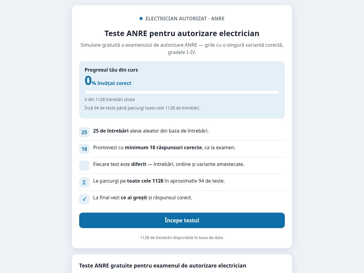 Landing-page snapshot of examen-electrician-anre.org