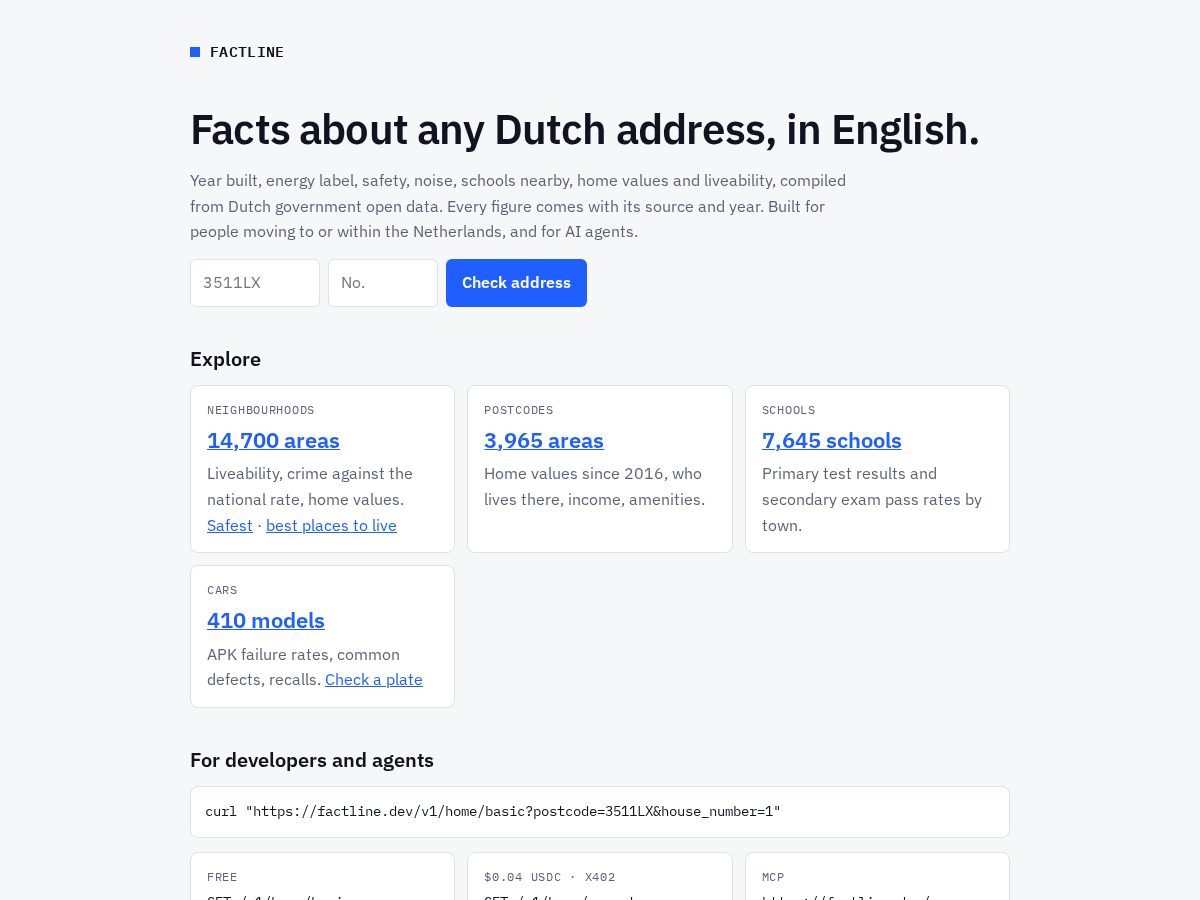 Landing-page snapshot of factline.dev