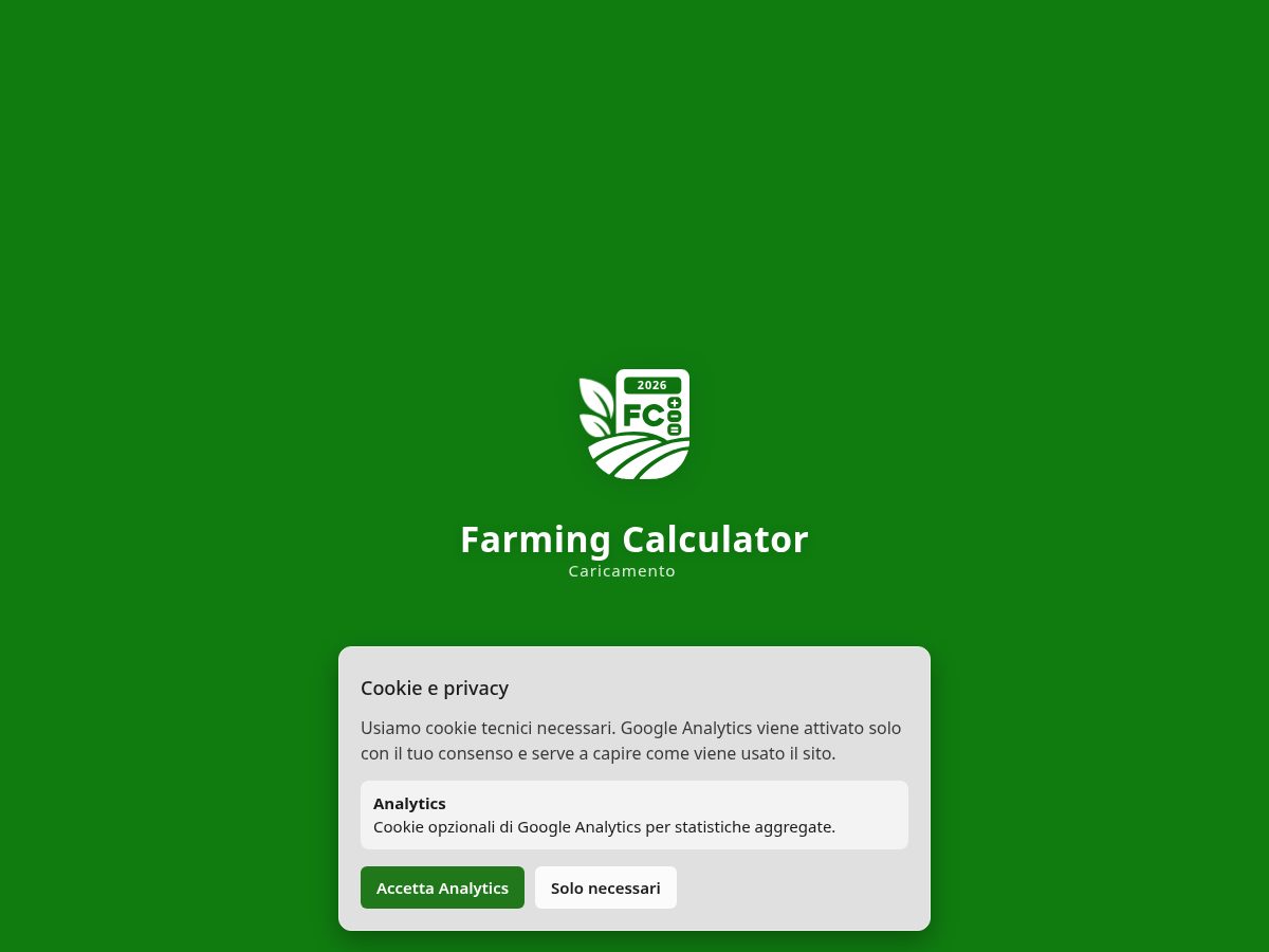 Landing-page snapshot of farmingcalculator.com