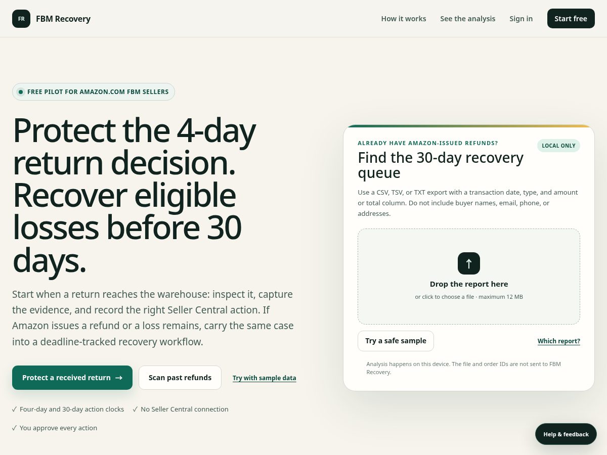 Landing-page snapshot of fbmrecovery.com