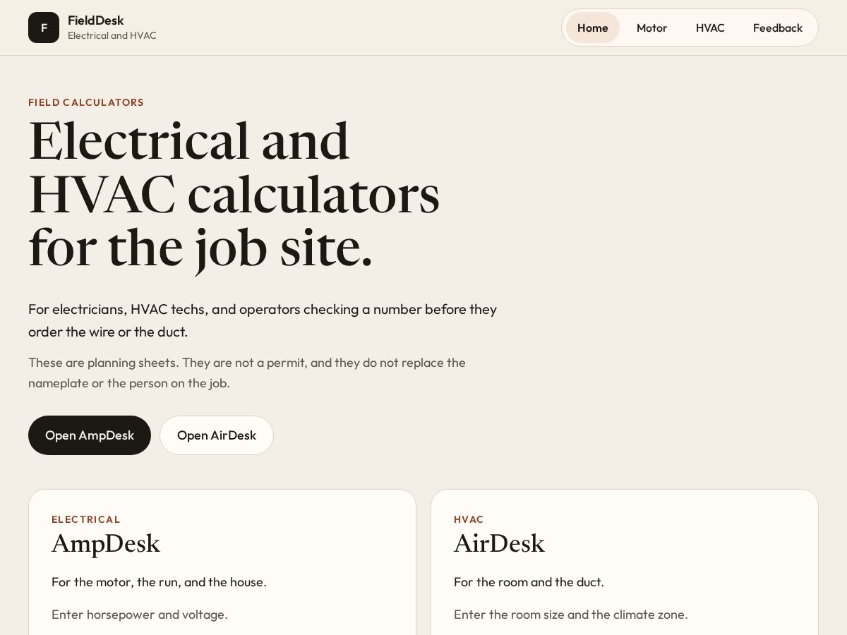 Landing-page snapshot of fielddesk.site
