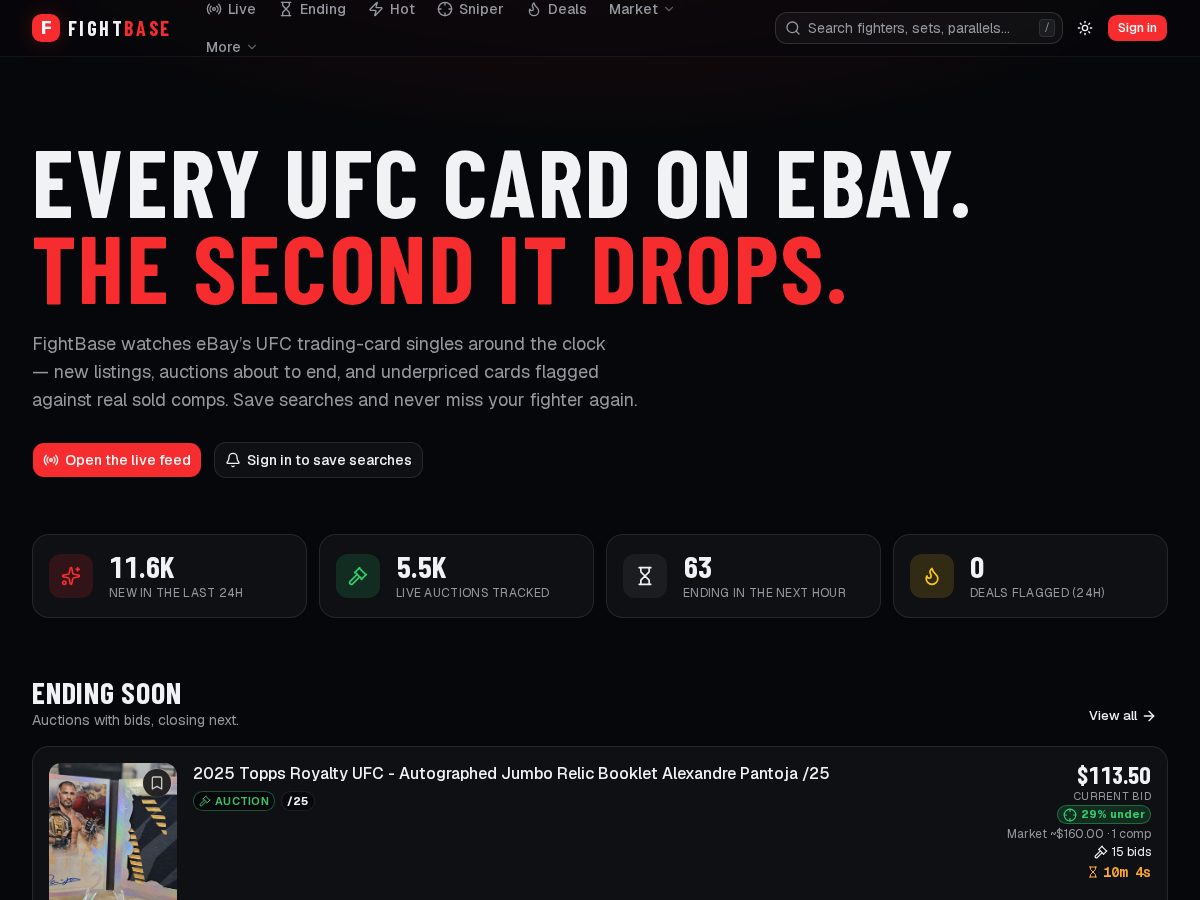 Landing-page snapshot of fightbase.live