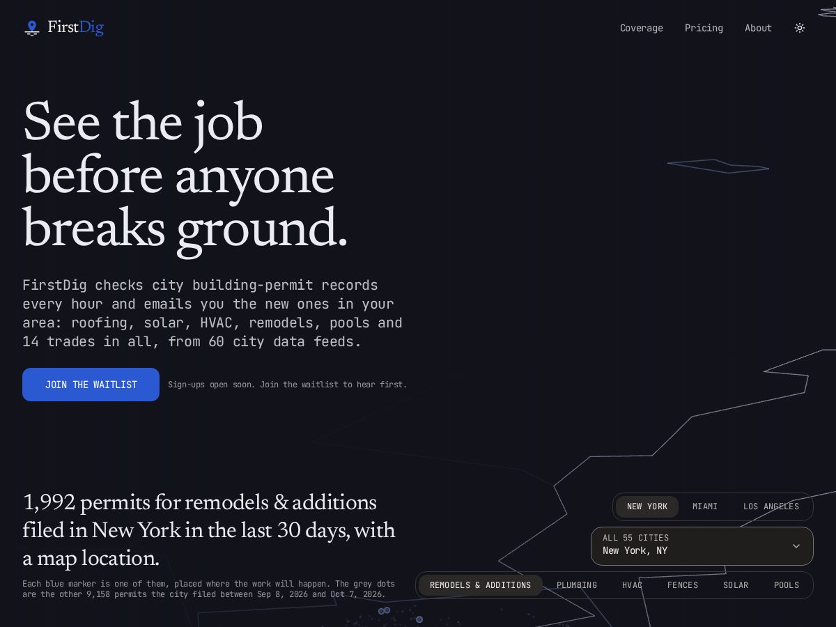 Landing-page snapshot of firstdig.net