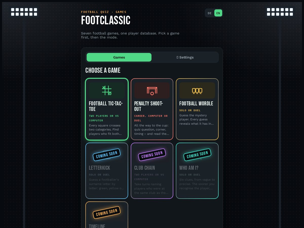 Landing-page snapshot of footclassic.com