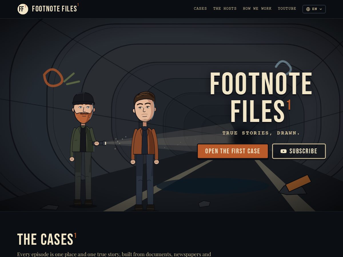 Landing-page snapshot of footnotefiles.com