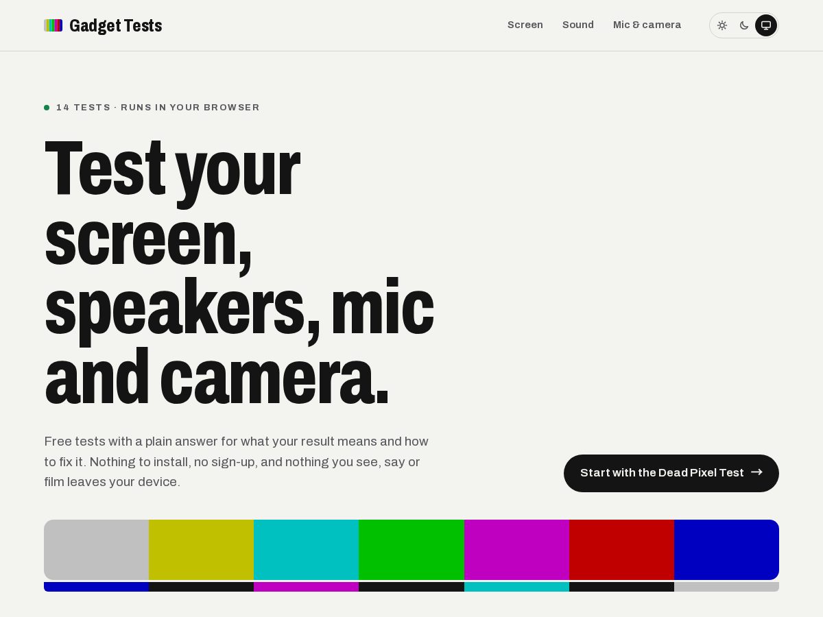 Landing-page snapshot of gadgettests.com