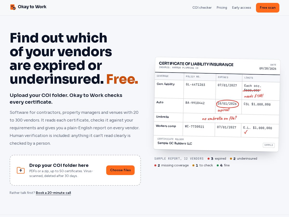 Landing-page snapshot of getokaytowork.com