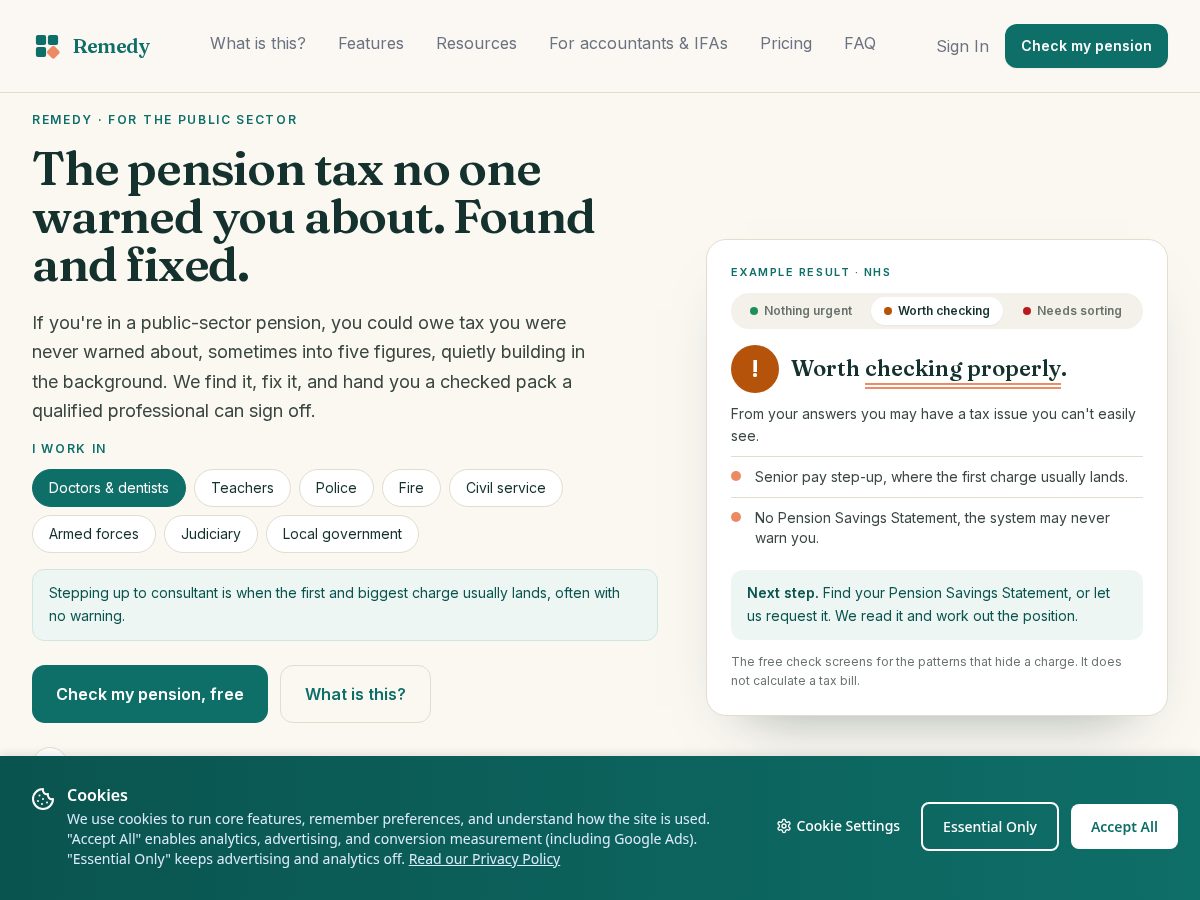Landing-page snapshot of getremedytax.com