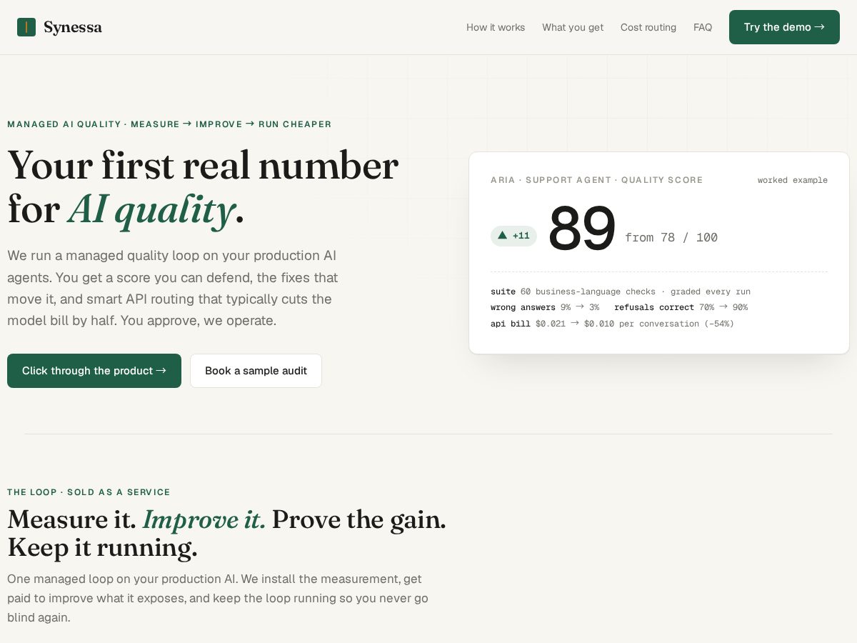 Landing-page snapshot of getsynessa.com
