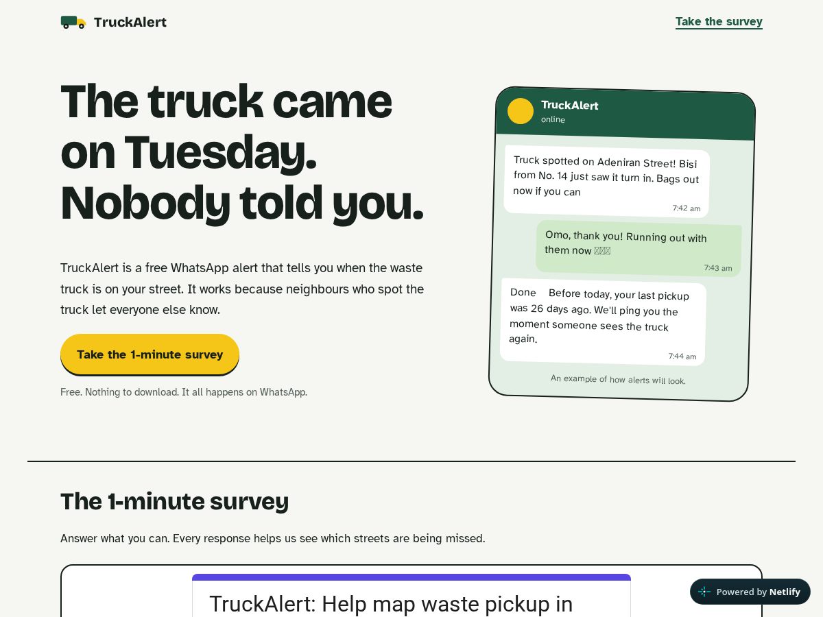 Landing-page snapshot of gettruckalert.com
