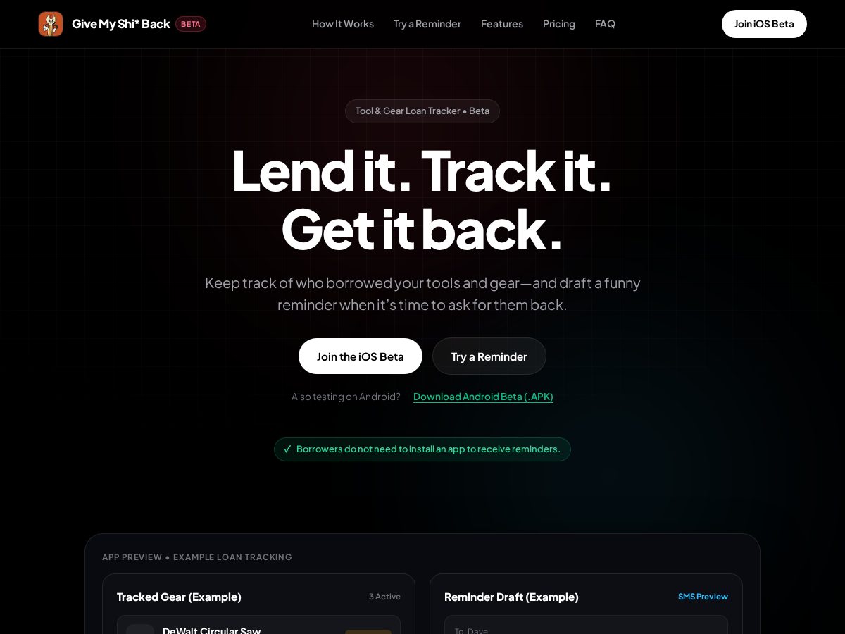 Landing-page snapshot of givemyshiback.com